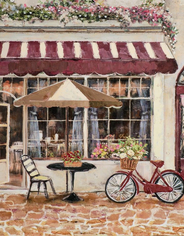 Sonstige Gemälde STRAßENCAFE IN ROT (LB 70x90 cm) 1839348