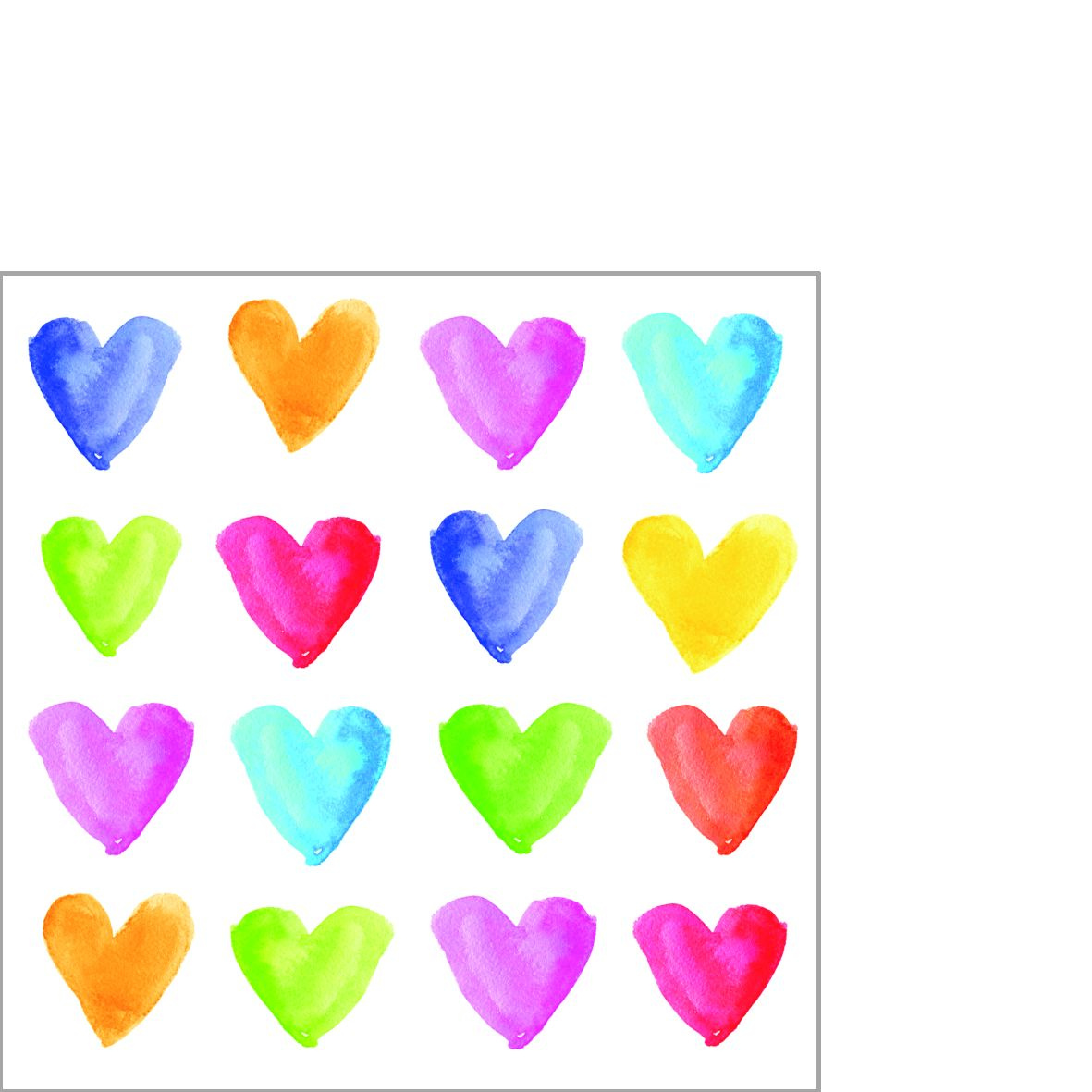 Servietten Aquarell HEARTS (LB 25x25 cm) 999968